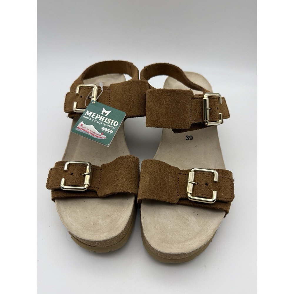 Mephisto Lissandra Camel Leather Wedge Comfort Sandal Women's sizes 39 (8 US)